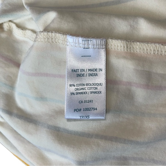 🔥4 for $75🔥Organic Cotton Turtleneck Tunic Dress Cream Rainbow Stripes Size XS - Picture 7 of 10